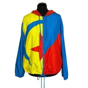 Disney Parks 3X Colorblock Hooded Windbreaker Jacket Retro Graphic